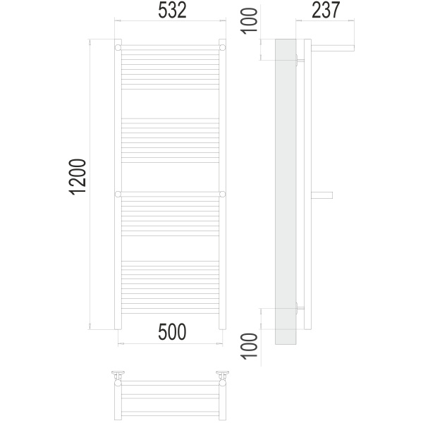 полотенцесушитель водяной terminus аврора 4670078529244 с 2 полками п22 500x1200