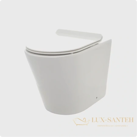 унитаз приставной безободковый aquame aqm3001, с быстросъемным сиденьем softclose, белый глянцевый