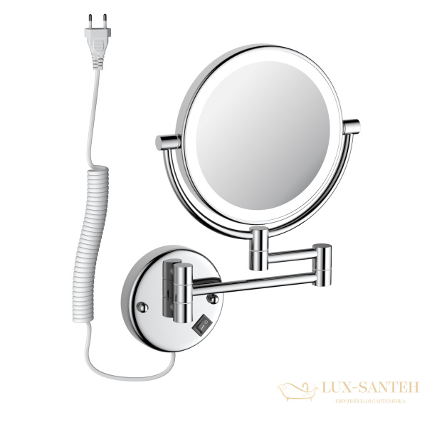косметическое зеркало timo saona 13376/00, х-5 кратное увеличение, 220 в, холодный свет, с возможностью скрытого подключения, хром