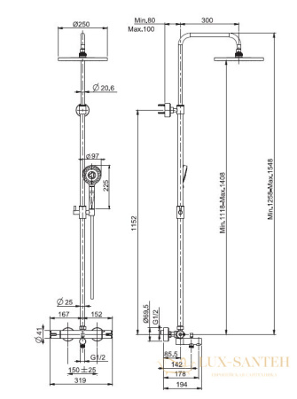 душевая система для ванны fima carlo frattini wellness f3154/r256ns, черный матовый