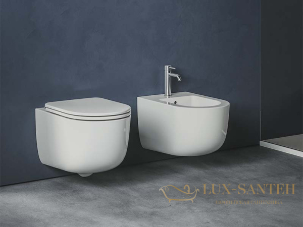 биде подвесное hatria futura y9b801, с креплениями в комплекте, 35.5x53 см, белый глянцевый