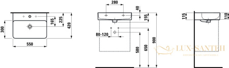 раковина laufen val 8.1028.2.400.104.1 55 см, белый глянцевый 