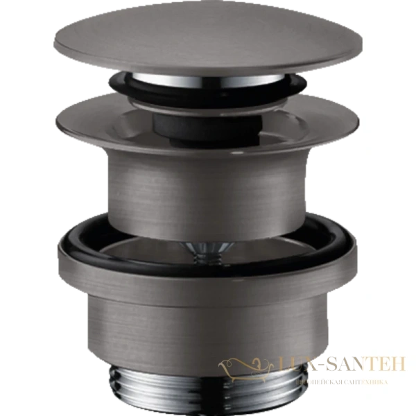 донный клапан hansgrohe push-open 50100340, шлифованный черный хром