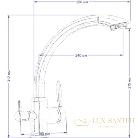 смеситель seaman barcelone ssl-5382-gun для кухни, оружейная сталь