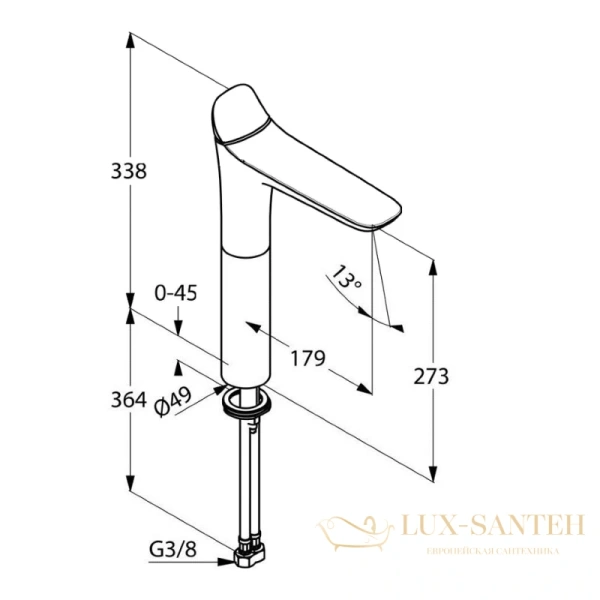 смеситель для раковины kludi ambienta 532980575 для раковины, хром