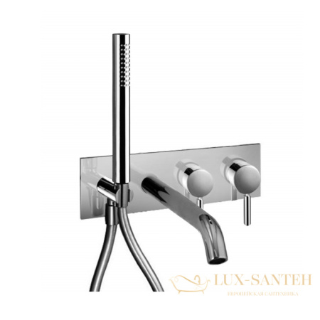 смеситель для ванны встраиваемый fantini nostromo, 50 93 e821b, с ручным душем, излив 200 мм, (наружняя часть), нержавеющая сталь