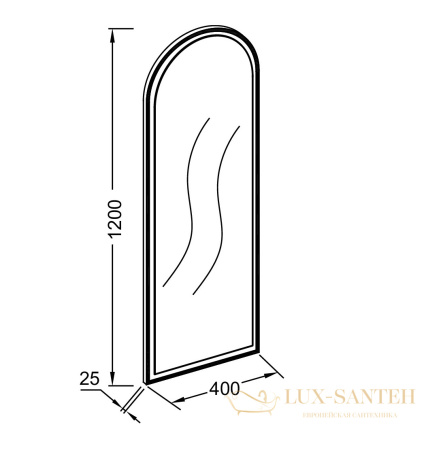 арочное зеркало jacob delafon allure eb1464-s14 с подсветкой 40*120 см, черный