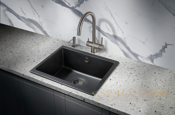 кухонная мойка milacio leon mc.77081 55 см, черный матовый