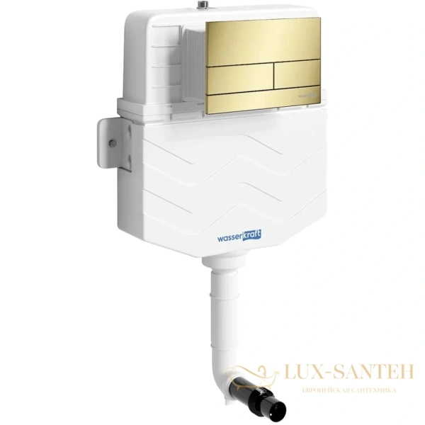 смывной бачок скрытого монтажа wasserkraft aller 10 10tlt.031.me.pg04, с панелью смыва, золото