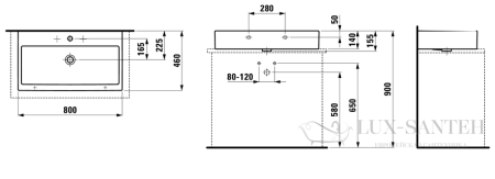 раковина laufen living 8.1743.7.000.108.1 80 см, белый глянцевый