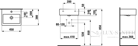 раковина laufen living 8.1543.2.000.109.1 подвесная 45 см, белый глянцевый