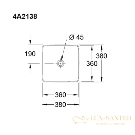 раковина villeroy & boch collaro 4a213801 накладная 38х38 см, альпийский белый