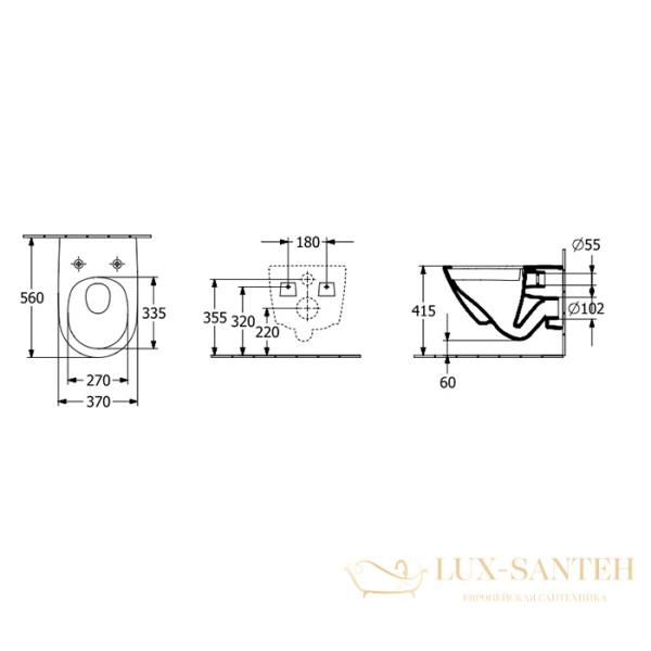 villeroy&boch antao унитаз подвесной безободковый, villeroy&boch antao 4674t0r1, (без сиденья), ceramicplus,  белый глянцевый