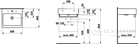 раковина laufen living 8.1743.1.000.108.1 50 см, белый глянцевый