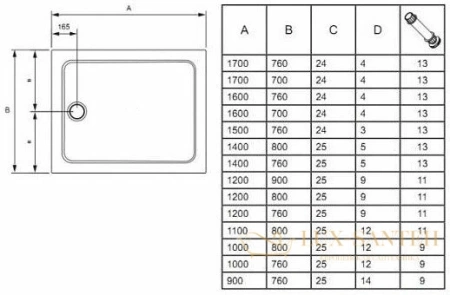 душевой поддон jacob delafon flight 120x90 e62451-00