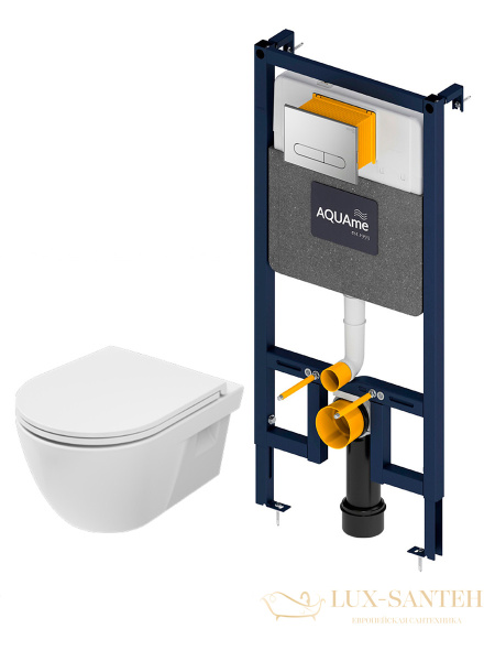 комплект aquame aqm42011cr: инсталляция с клавишей aqm4001cr, унитаз aqm2011 с быстросъемным сиденьем микролифт