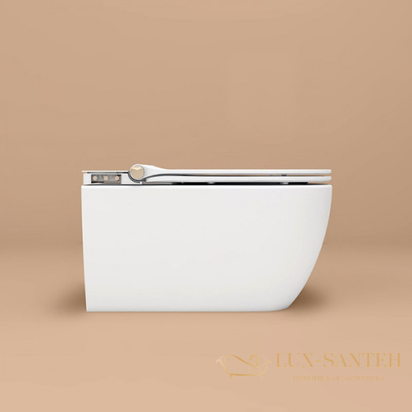 унитаз подвесной uni-flow mi-smart ch10166zr, с крышкой-биде и дистанционным пультом, белый глянцевый