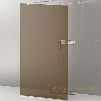 душевая перегородка cezares liberta liberta-l-2-100-br-cr 100 см профиль хром, стекло бронзовое