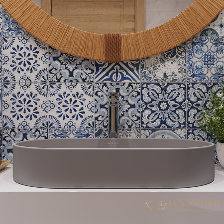 раковина накладная aqueduto espiral, esp0230, овальная 390*600, серый матовый