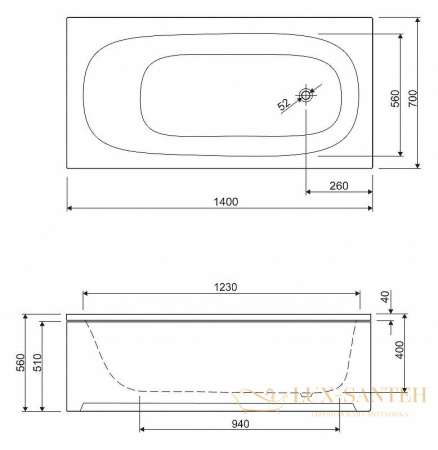 акриловая ванна cezares eco eco-140-70-40-w37 140х70 без гидромассажа, белый