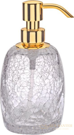 дозатор овальный surya crystal 6603/go-opg 8х8х16 см с помпой v5 прозрачное стекло, золото