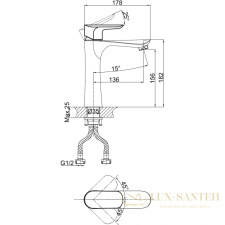 смеситель для раковины d&k venice.baciano da1032601, хром