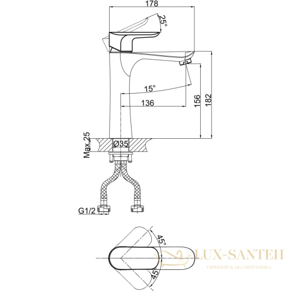 смеситель для раковины d&k venice.baciano da1032601, хром
