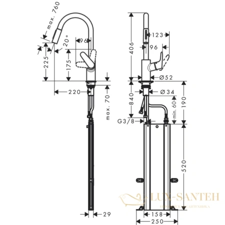 смеситель для кухни hansgrohe focus m41 73895000 хром