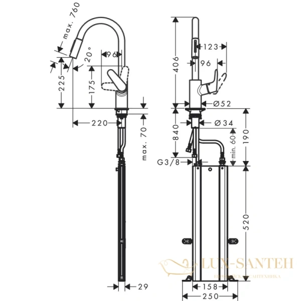 смеситель для кухни hansgrohe focus m41 73895000 хром