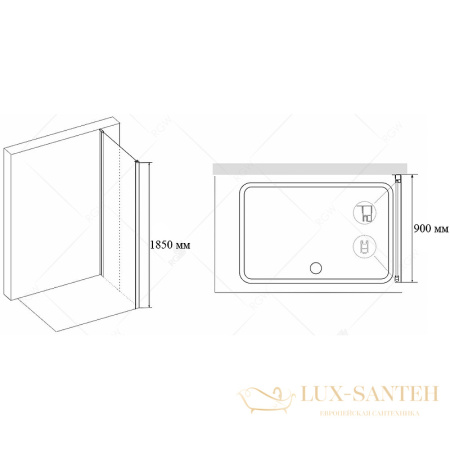 душевая стенка rgw 35221209-11 z-12 90, профиль хром, стекло прозрачное