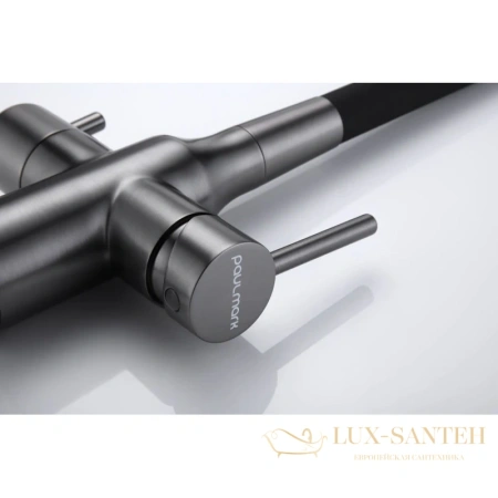 смеситель paulmark salix sa213419-gm для кухни с подключением к фильтру, вороненая сталь