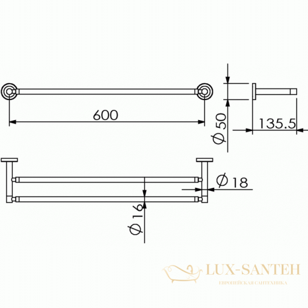 полотенцедержатель langberger burano 11002a 65 см, хром