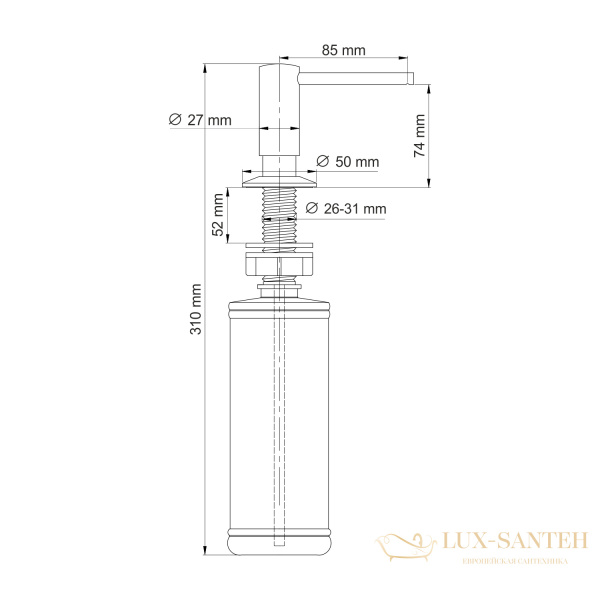 дозатор для жидкого мыла встраиваемый wasserkraft k-75996, белый матовый