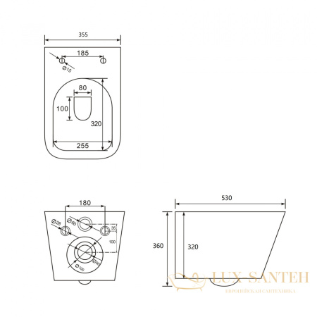 унитаз подвесной безободковый abber bequem ac1201, смыв торнадо, 53х35,5 см, белый глянцевый