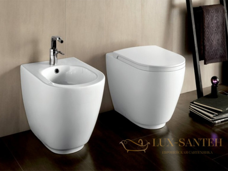 биде напольное hatria fusion y0u601, с креплениями в комплекте, 35.5х54 см, белый глянцевый