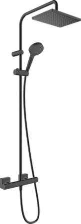 душевая система showerpipe 230 1jet с термостатом, ecosmart hansgrohe vernis shape 26097670, матовый черный