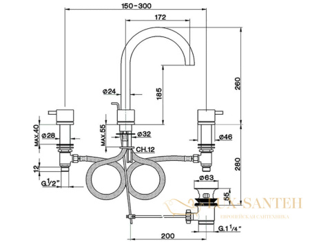 смеситель для раковины cisal less new, ln00106040, с донным клапаном, черный матовый