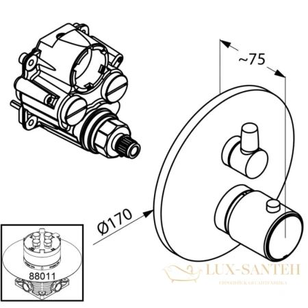 термостат kludi o-cean 388350545 для душа, хром