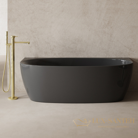 ванна пристенная из карбона abber karbon ak9004, 170х80х55h см, черный глянцевый