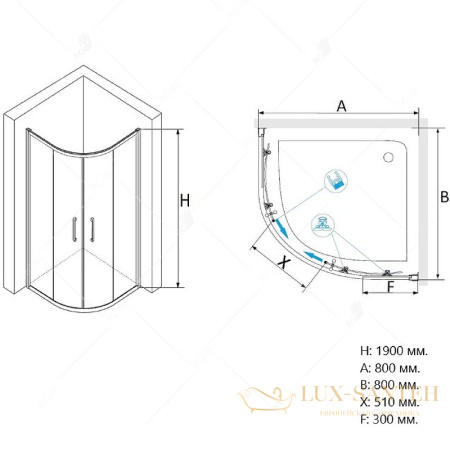 душевой уголок rgw passage 02085188-11 pa-51 80х80, профиль хром, стекло прозрачное