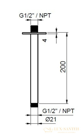 держатель верхнего душа потолочный, 200 мм, almar 316 collection, e021099.316, нержавеющая сталь брашированная