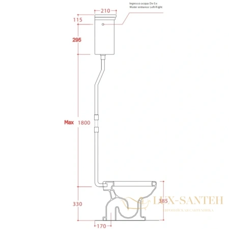 механизм слива artceram hermitage hea006 71 с высокой трубой, хром