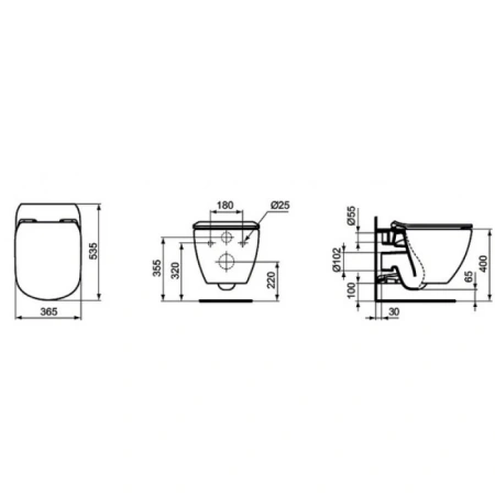 комплект ideal standard tesi t386801 : подвесной унитаз t007901 + t352701 + система инсталляции r020467 prosys aquablade, белый