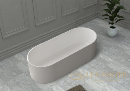 ванна свободностоящая из искусственного камня abber stein as9607, 170х75х55h см, белый матовый 