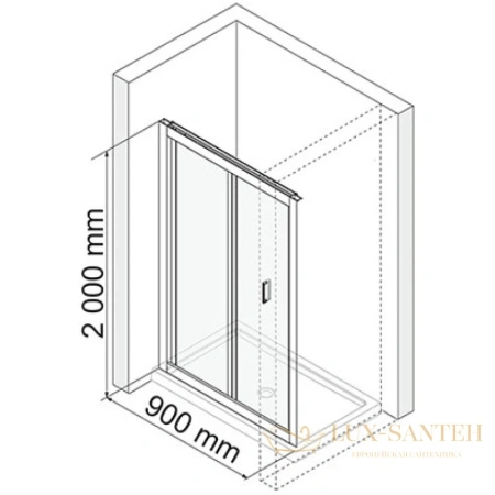 душевая дверь wasserkraft weser 78f04 90 см 