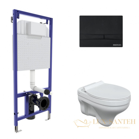 комплект berges  042440: подвесной унитаз floe с системой инсталляции novum 525 и панелью смыва, черный матовый
