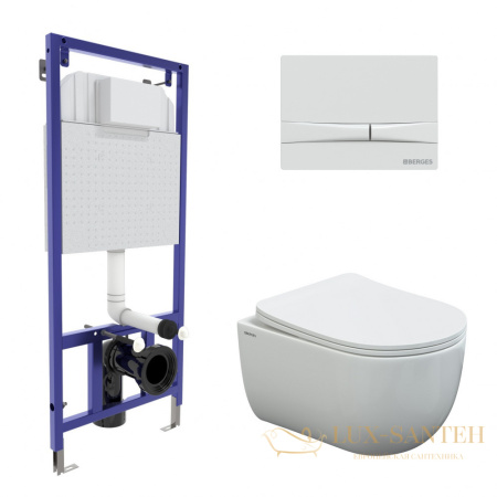 комплект berges  043310: подвесной унитаз ventas rimless с системой инсталляции novum 525 и панелью смыва, белый