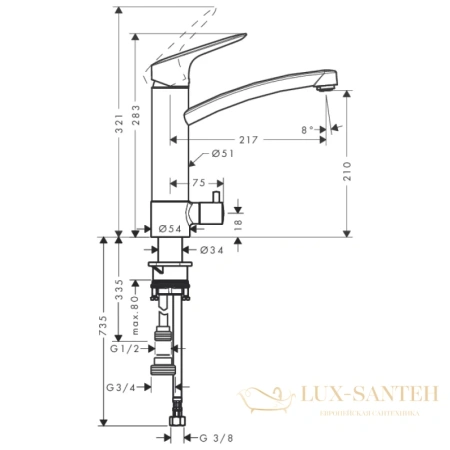 смеситель для кухни hansgrohe logis 71834000