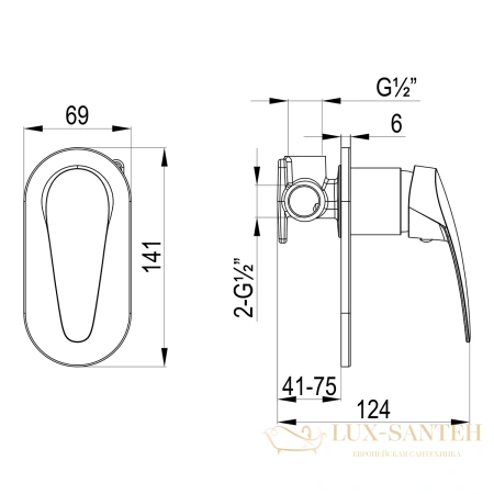 смеситель для душа встраиваемый lemark linara lm0423c, хром