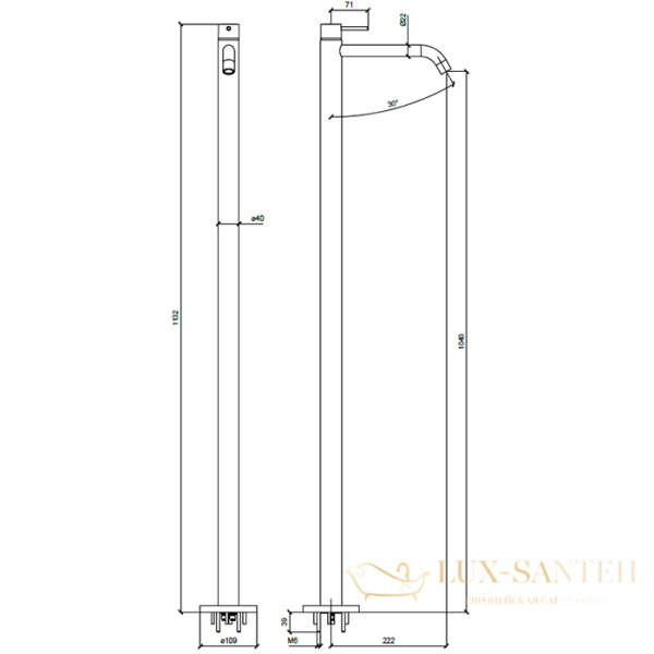 смеситель для раковины напольный almar freestanding e214007.cr, хром